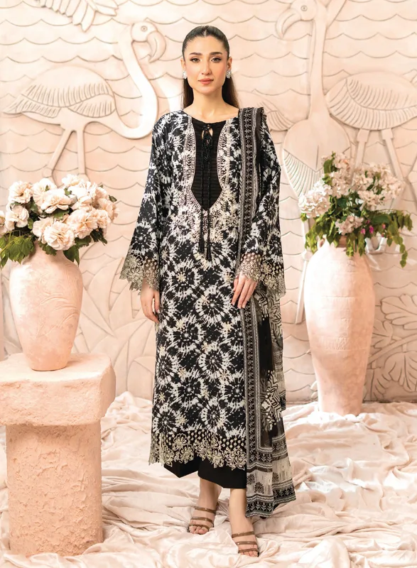Blossom Sanam – Black & Off White Floral 3 Piece