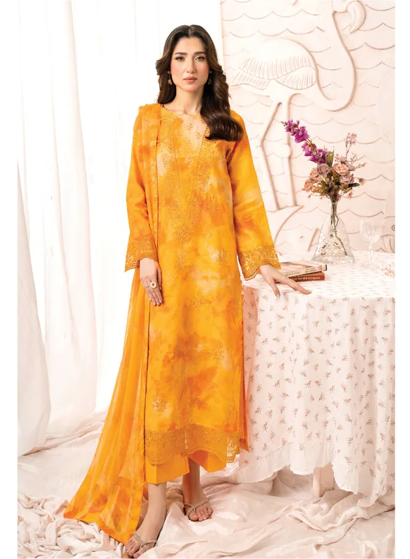 Blossom Sanam – Mustard Yellow Embroidered 3 Piece