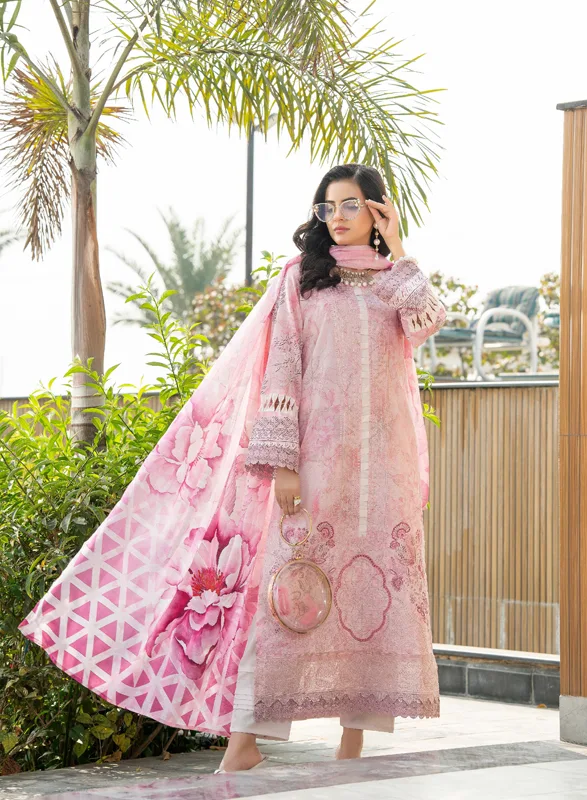 Capri Aalaya – Blush Pink Floral Embroidered 3 Piece