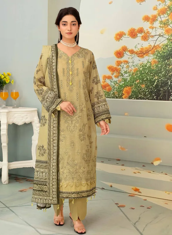 Nafeec Aalaya – Olive Printed 3 Piece