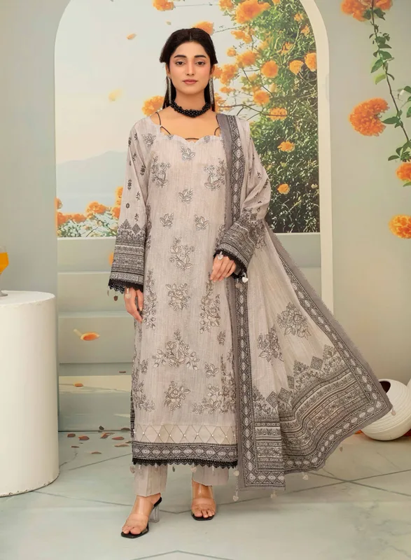 Nafeec Aalaya – Beige Printed 3 Piece