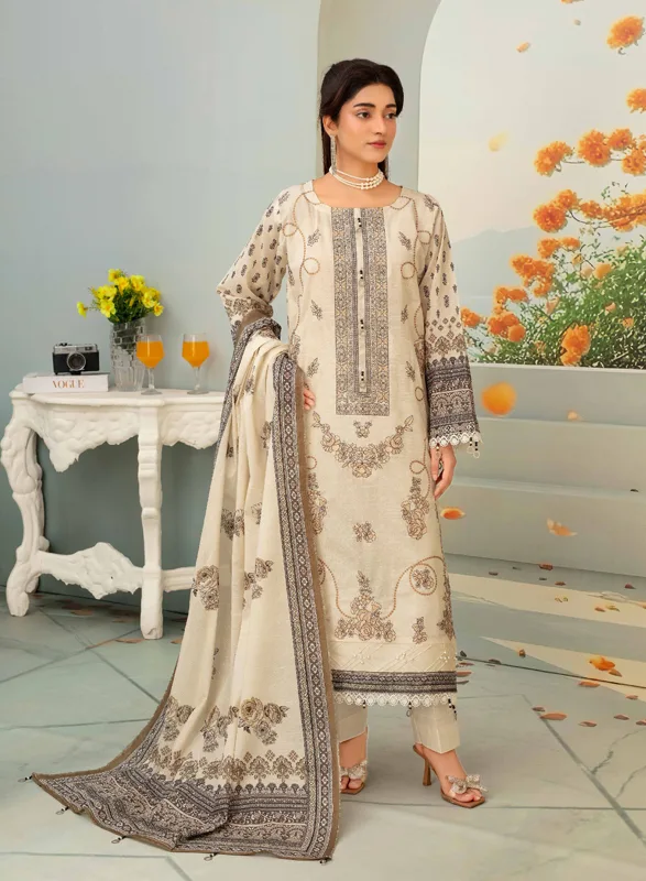 Nafeec Aalaya – Ivory Printed 3 Piece
