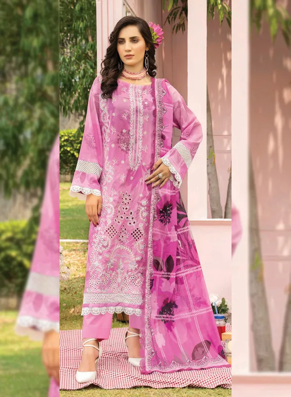 Gianna Johra – Fuchsia Pink Embroidered-Style 3 Piece