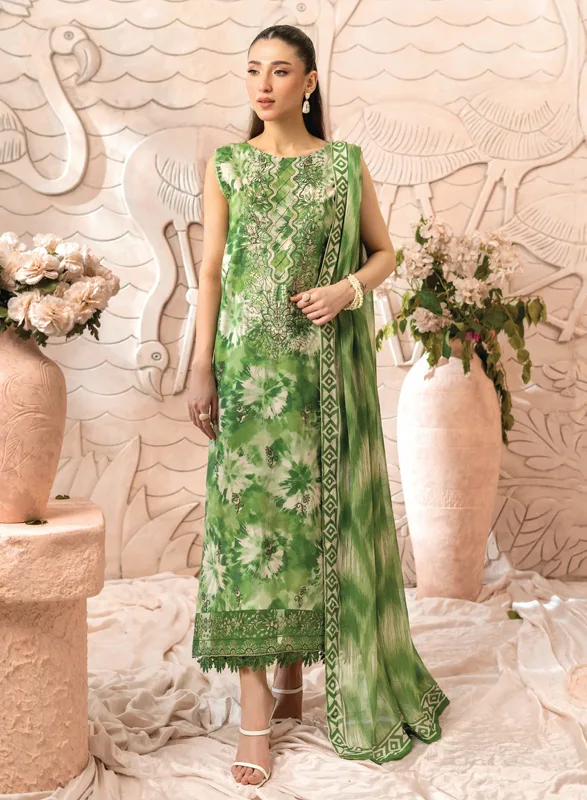 Blossom Sanam – Emerald Light Green Floral 3 Piece