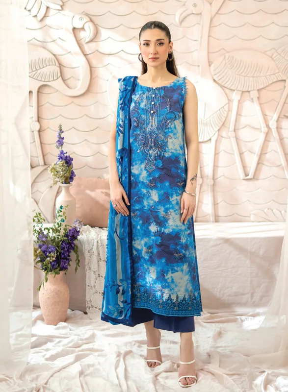 Blossom Sanam – Royal Blue Floral 3 Piece