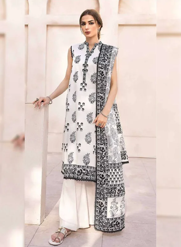 Gulahmed Fashion – Black & White Printed Lawn 3 Piece