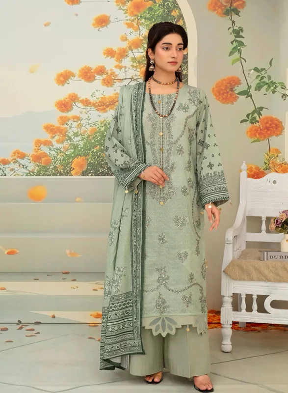 Nafeec Aalaya – Sage Green Printed 3 Piece