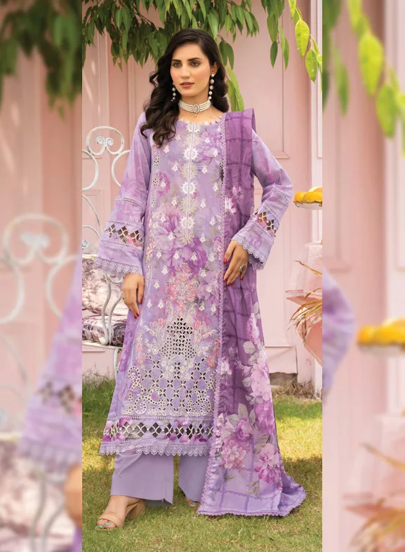 Gianna Johra – Lavender Floral Printed 3 Piece