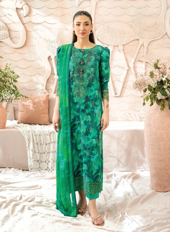 Blossom Sanam – Emerald Green Floral 3 Piece