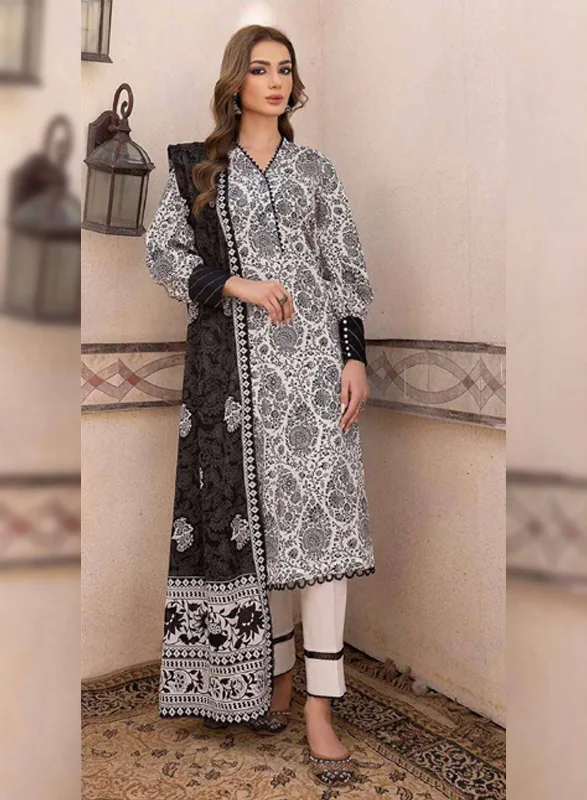 Gulahmed Fashion – Black & White Printed Lawn 3 Piece