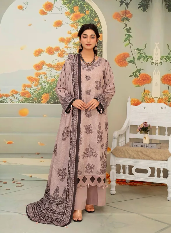 Nafeec Aalaya – Dusty Rose Printed 3 Piece