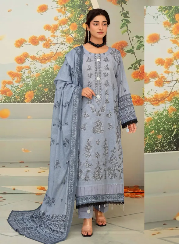 Nafeec Aalaya – Powder Blue Printed 3 Piece