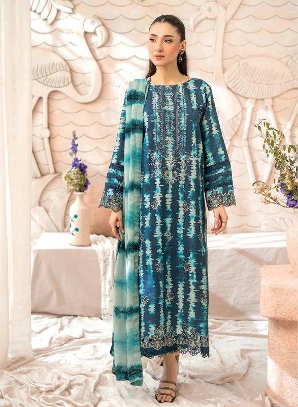 Blossom Sanam – Teal Blue Floral 3 Piece