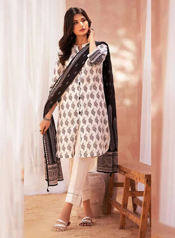 Gulahmed Fashion – Black & White Printed Lawn 3 Piece