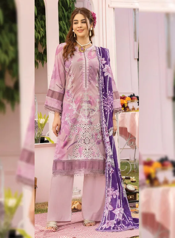 Gianna Johra – Pink Purple Embroidered 3 Piece