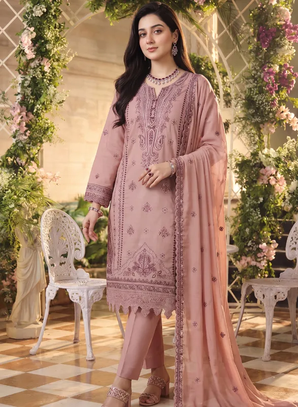 Sahiba Irfan Dusty Pink Embroidered 3 Piece