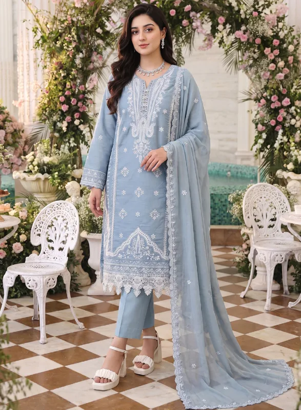 Sahiba Irfan Powder Blue Embroidered 3 Piece