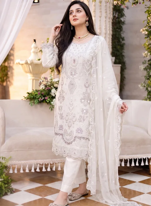 Sahiba Irfan White Embroidered 3 Piece